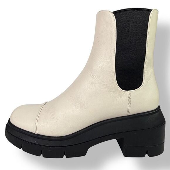 Stuart Weitzman Norah Lug Sole Chelsea Combat Boots White Leather Platform 9C - Picture 6 of 15